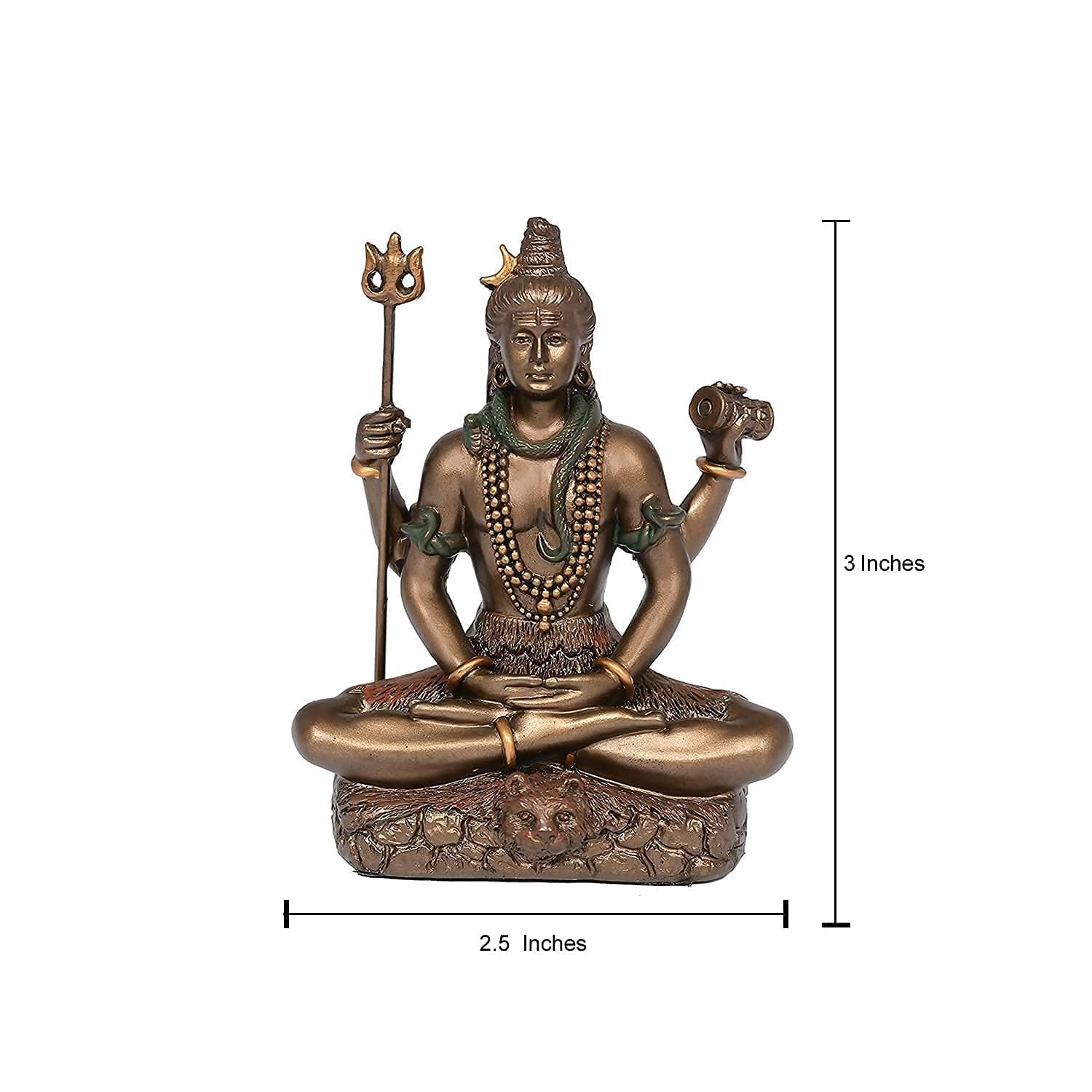 Aona Bonded Bronze Lord Shiva In Siting Position| Gifting Item | Height 3 Inch, Religious